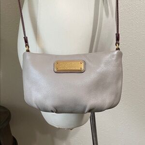 Marc Jacobs Light Gray Crossbody Bag with Gold Accents